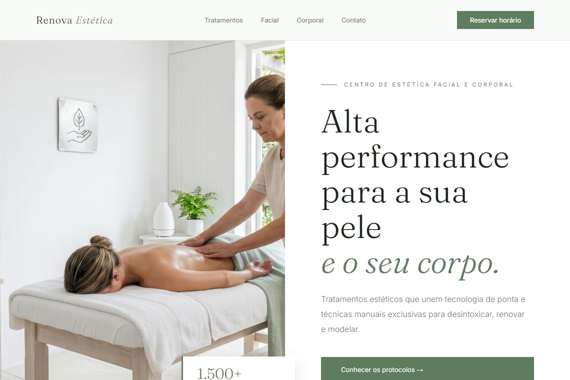Site profissional criado pela Atrium aberto em um notebook